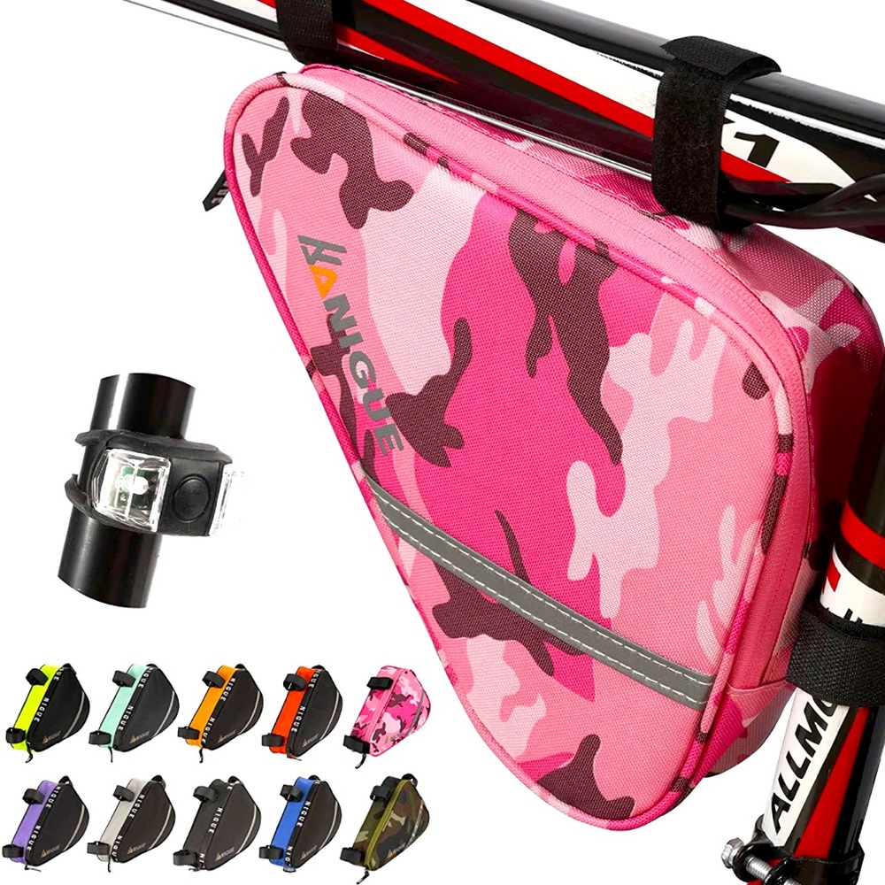 Bike bag pink camo reflective storage marathon bike bag